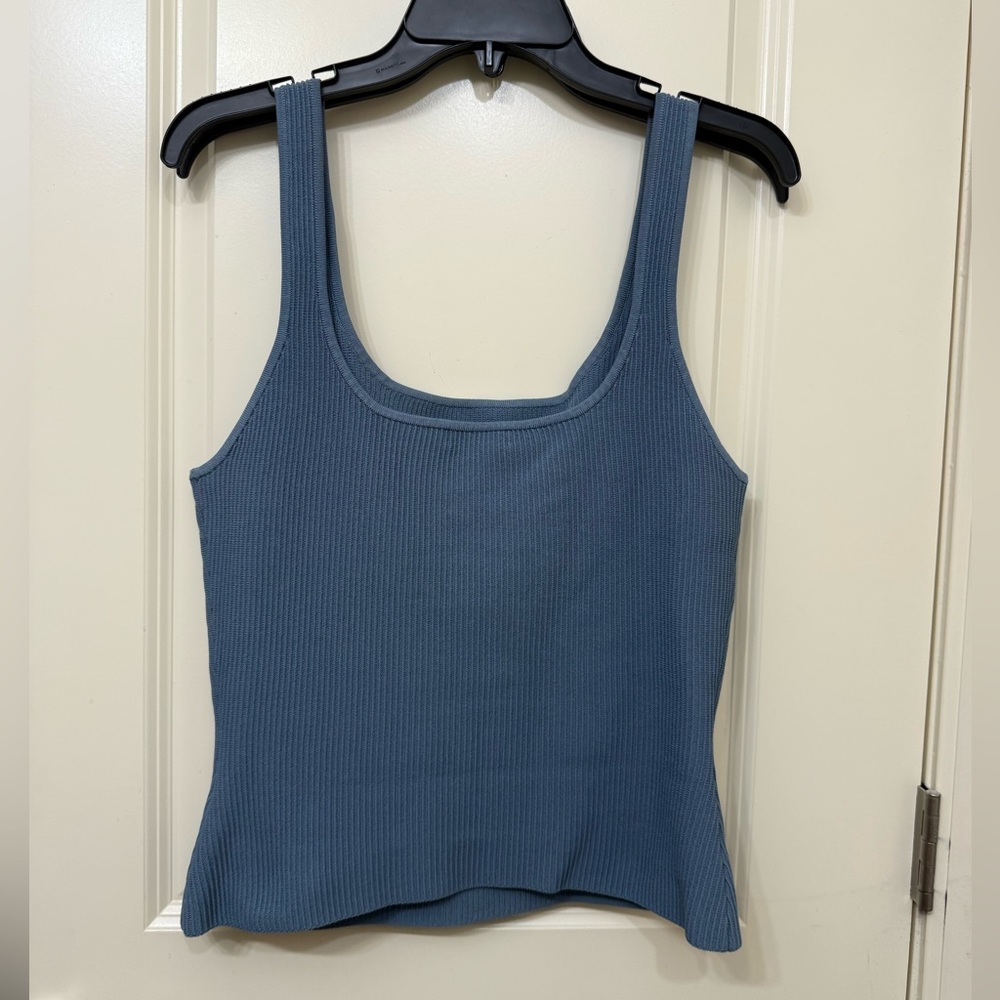 Aritiza Babaton Blue Ribbed Tank Top